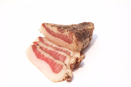 Guanciale di Amatrice - jowl fat - freshly sliced